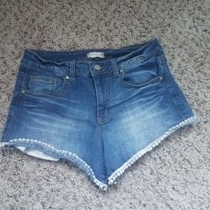 Alter'd State Jean Shorts with white lace detail